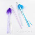 plumes colorées bâton en plastique chat teaser avec cloche